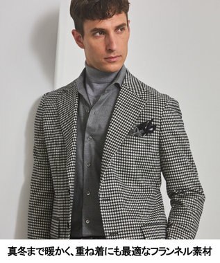 GOTAIRIKU 【洗える】コットンフラノシャツ_ カッタウェイカラー ライトグレー系