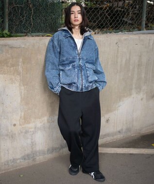 WEGO 【ユニセックス着用ITEM/MLサイズ展開/ウエストゴム】ボンディングスウェットパンツ ブラック