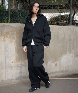 WEGO 【ユニセックス着用ITEM/MLサイズ展開/ウエストゴム】ボンディングスウェットパンツ ブラック