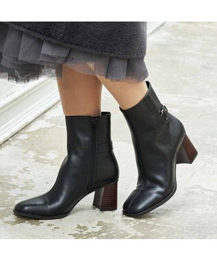 MODE ET JACOMO <MODE ET JACOMO>サイドバックルショートブーツ ブラック