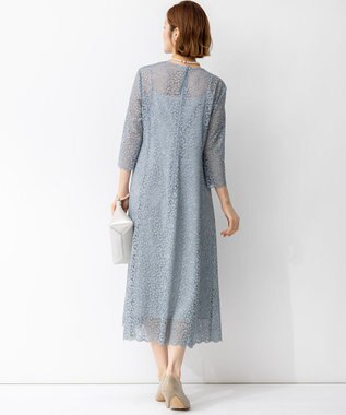 23区 S 【APPLAUDIR】ニュアンスフラワーレース ドレス サックスブルー系