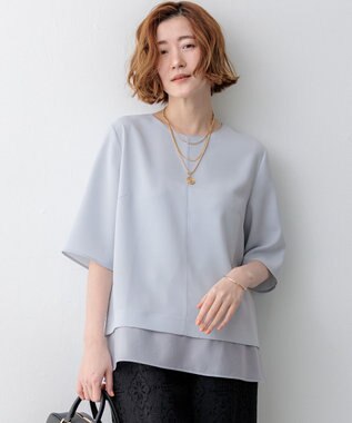 23区 【新色追加】ストレッチジョーゼット シアーコンビ カットソー