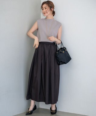 23区 S 【洗える】ナイロンコットンポプリン スカート ダークブラウン系