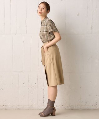 組曲 【洗える】シアーチェック 半袖ブラウス ベージュ系5