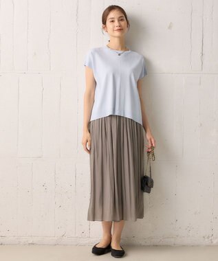 組曲 【WEB限定】Tシャツライク サマーニット サックスブルー系