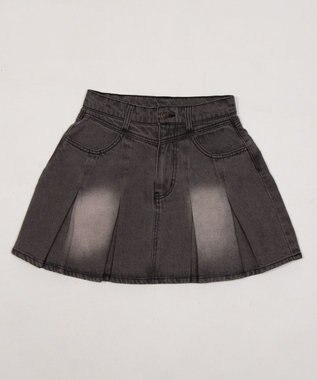 WEGO デニムプリーツミニスカート グレー