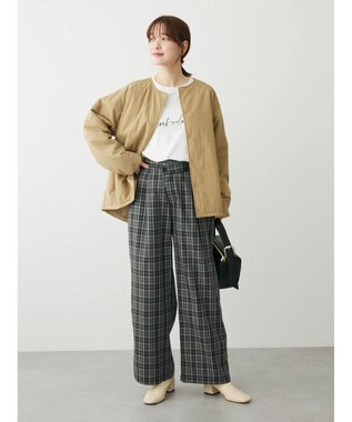 Green Parks ライト中わたノーカラーブルゾン Beige