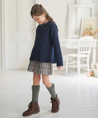 組曲 KIDS 【150-160㎝】フラワーキルト パーカー ネイビー