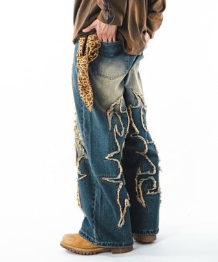 WEGO 【ユニセックス着用ITEM】フリンジデニムパンツ 柄3