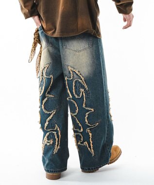 WEGO 【ユニセックス着用ITEM】フリンジデニムパンツ 柄3