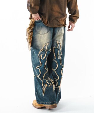 WEGO 【ユニセックス着用ITEM】フリンジデニムパンツ 柄3