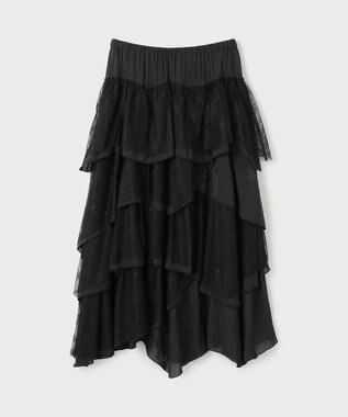 GRACE CONTINENTAL レースコンビティアードスカート ブラック