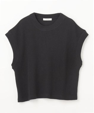 ANY 【洗濯機可】フレンチスリーブニットソー ブラック