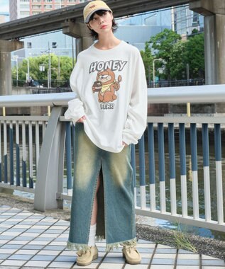 WEGO 【ユニセックス着用ITEM】アニマルキャラBIG　T（LS） ホワイト