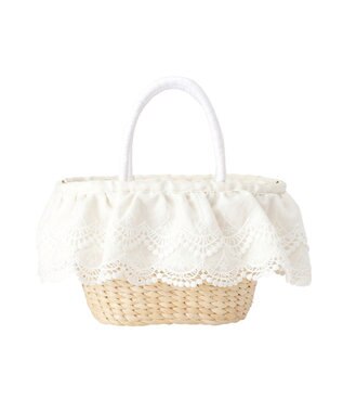 Maison de FLEUR 【2Way】レースフリルメイズ2Wayカゴバッグ White