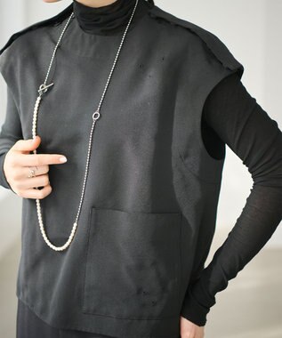 #Newans 【ANSWER for アクセサリーLOVER】ビッグポケットベストブラウス ブラック系