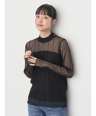 earth music&ecology レースドッキングプルオーバー Black