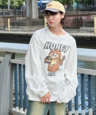 WEGO 【ユニセックス着用ITEM】アニマルキャラBIG　T（LS） ホワイト