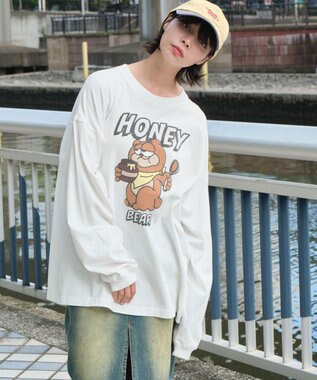 WEGO 【ユニセックス着用ITEM】アニマルキャラBIG　T（LS） ホワイト