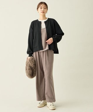 ANY スウェットライクニットカーディガン ブラック