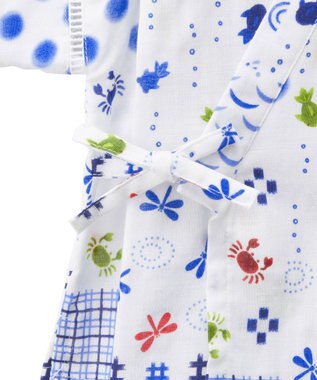 MIKI HOUSE HOT BISCUITS 【ミキハウス】【80-110cm】パッチワーク柄プッチー甚平スーツ 白