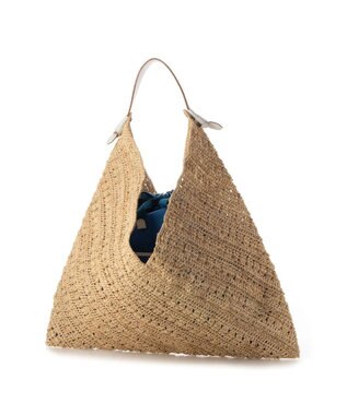 UNBILLION perche マダガスカルラフィア×姫路レザーホーボーバッグ アイボリー