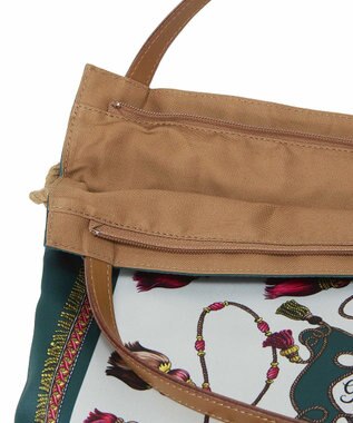 TOPKAPI 【TREASURE TOPKAPI】マイルドサテン スカーフ柄 トートバッグ グリーン