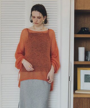 YECCA VECCA 袖シャーリングシアーニット Orange