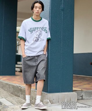 WEGO 【ユニセックス着用ITEM/MLサイズ展開】別注PEANUTSプリントT（SS） アッシュグレー