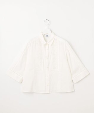 J.PRESS LADIES 【洗える】セルロースライト刺繍  シャツ ブラウス ホワイト系