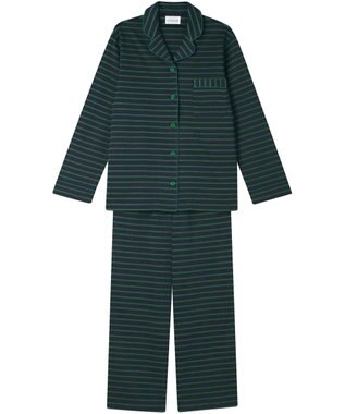 une nana cool 【綿混】ポンチボーダーパジャマ グリーン