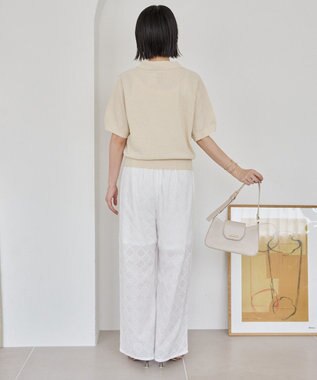 AMERICAN HOLIC ブークレ半袖ニットトップス Navy