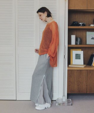 YECCA VECCA 袖シャーリングシアーニット Orange