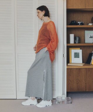 YECCA VECCA 袖シャーリングシアーニット Orange