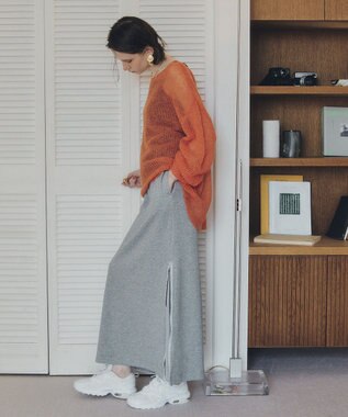 YECCA VECCA 袖シャーリングシアーニット Orange