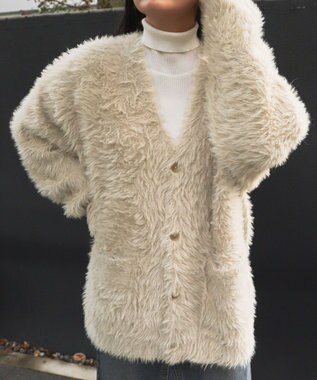 WEGO 【ユニセックス着用ITEM】フェザーカーディガン オフホワイト