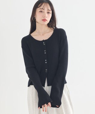 earth music&ecology 【予約】リブクロップドカーディガン