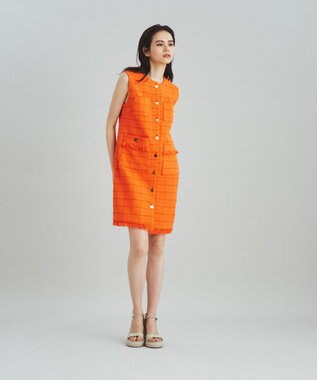 GRACE CONTINENTAL ツイードミニワンピース オレンジ