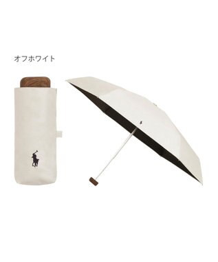 MOONBAT 【WEB限定】POLO RALPH LAUREN(ポロ ラルフローレン) 晴雨兼用日傘 折りたたみ傘 コンパクト PPワンポイント刺繍 一級遮光 遮熱 UV オフホワイト