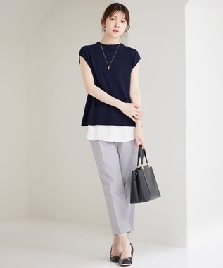 ANY SIS 【接触冷感・UVカット・撥水】クールタッチテーパード パンツ ライトブルー