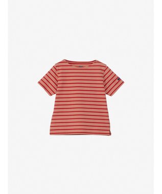 HELLY HANSEN 【キッズ・速乾・UVカット・抗菌防臭・記名ラベル付】ショートスリーブ HH マリンボーダーティー オレンジコースト×レッド