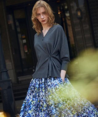 組曲 【加藤ローサさん着用 / 2WAY】スムースストレッチカシュクール カーディガン グレー系