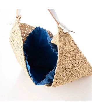 UNBILLION perche マダガスカルラフィア×姫路レザーホーボーバッグ アイボリー