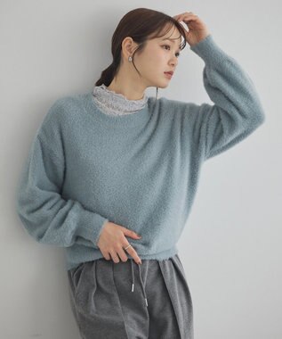 earth music&ecology ミニシャギープルオーバー Grayish Blue