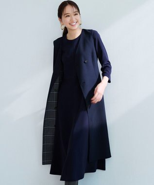 ANY SIS 【美人百花10月号掲載】リバーシブルチェックラップ ワンピース ネイビーチェック×ネイビー