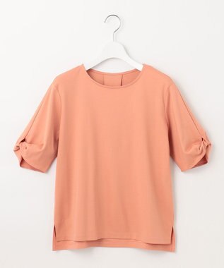 J.PRESS LADIES 【接触冷感・UVケア】コンパクトコットンスムース ツイストスリーブ カットソー ピンク系