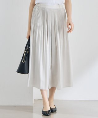 自由区 【昨年大好評・デザインアップデート・カタログ掲載・セットアップ対応・セレモニー・通勤】ライトサテンプリーツ スカートⅡ ベージュ