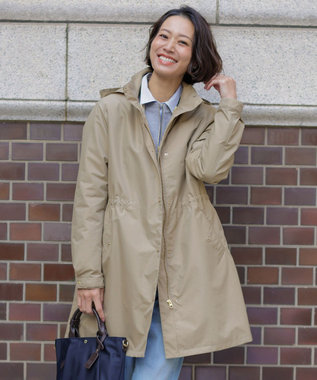 J.PRESS LADIES L 【2way】スパンライクナイロンタッサー フーデッド コート