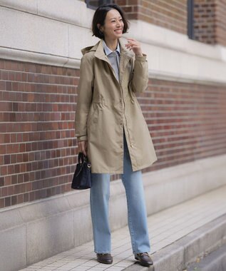 J.PRESS LADIES S 【2way】スパンライクナイロンタッサー フーデッド コート キャメル系