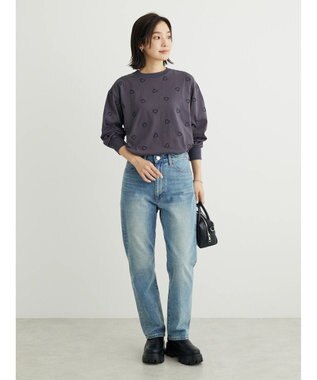 Green Parks ・Ｄｏｕｂｌｅ　Ｆｌａｇｓ　ハート刺繍ロンＴ Charcoal Gray